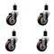 Service Caster 3.5'' SS Maroon Poly Wheel Swivel 1-1/2'' Expanding Stem Caster Set, 4PK SCC-SSEX20S3514-PPUB-MRN-112-4 - alternate 1